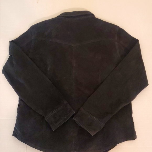 Brandon Thomas Womens Black Suede Leather Long Sleeve Button Front Shirt Jacket - Picture 5 of 10